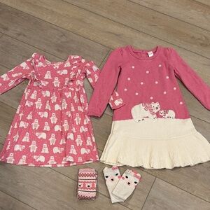 Gymboree - Set of Polar Bear Dresses with matching socks